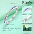 thumbnail image 6 of Blaniy Stackable Wedding Band 925 Sterling Silver Sapphire Promise Rings Engagement Anniversary Eternity Ring September Birthstone Jewelry Gifts for Women Size 7, 6 of 6