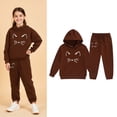 thumbnail image 5 of Hessimy Toddler Boys Girls Spring Summer Cartoon Print 2Pcs Long Sleeve Sweatshirt Tops Pants Warm Sweatsuit, Warm Sweat Comfort(Brown,12-13 Years), 5 of 7