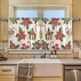 thumbnail image 2 of Yayeee Kitchen Curtains Tier Set of 2 Light Filtering 57"x24" Over Sink Window Panels, Red Christmas Poinsettia, 2 of 7