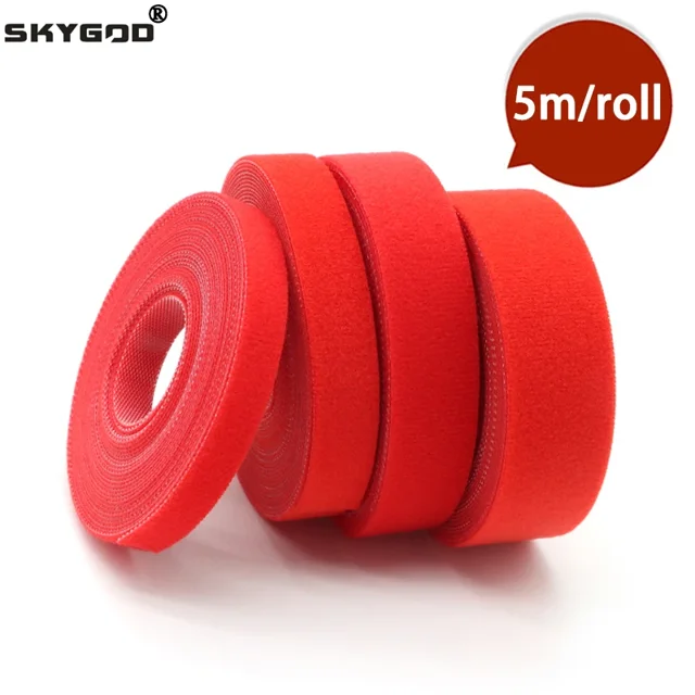 Lot de Attaches de Câble 5 M/rouleau Réutilisables Auto-Adhésives en Nylon Rouge, Organiseur de Sangle, Pince, Support de Fil, Gestion, Fixation, Ruban, Largeur 15 mm, 30 Rouleaux