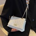 thumbnail image 3 of Bolso de hombro para mujer, bolso de mano de moda, bolso cruzado de diseñador acolchado con correa de cadena, blanco:;:;, 3 of 6