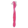 thumbnail image 2 of Denture Toothbrush, Soft Hair False Teeth Cleaning Brush Double Sided Dirt Removal Safe Professional  For Home Travel Pink, 2 of 8
