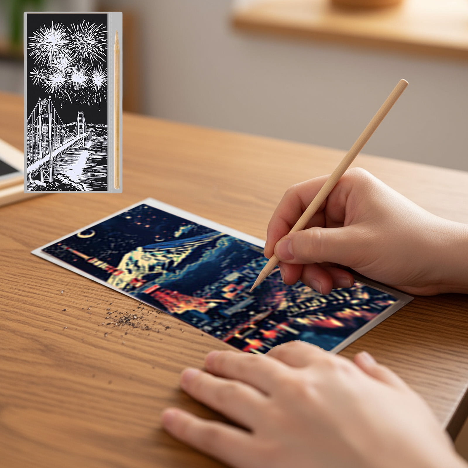 YiJuHui 12pcs Scratch Art for Adults -Glow in The Dark Scratch Painting Craft Kit (12 Sheets)|Foil art Foil Engraving Art Set|Stress Relief Gift for Craft Lovers|Creative Scratch Art Home Decor 12