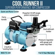 Master Airbrush SB86 High Precision Detail Control Dual-Action Side Feed Airbrush Set with Cool Runner II Dual Fan Air Compressor Kit, 0.2mm Tip, 1/2oz Gravity Cup - Spray Auto Graphics, Illustration