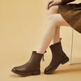 thumbnail image 7 of Bnwani Women Boots Footwear New Winter Fashion Toe Zipper Flat Mid-Calf Fleece Leather Boot Brown Size 5.5, 7 of 7