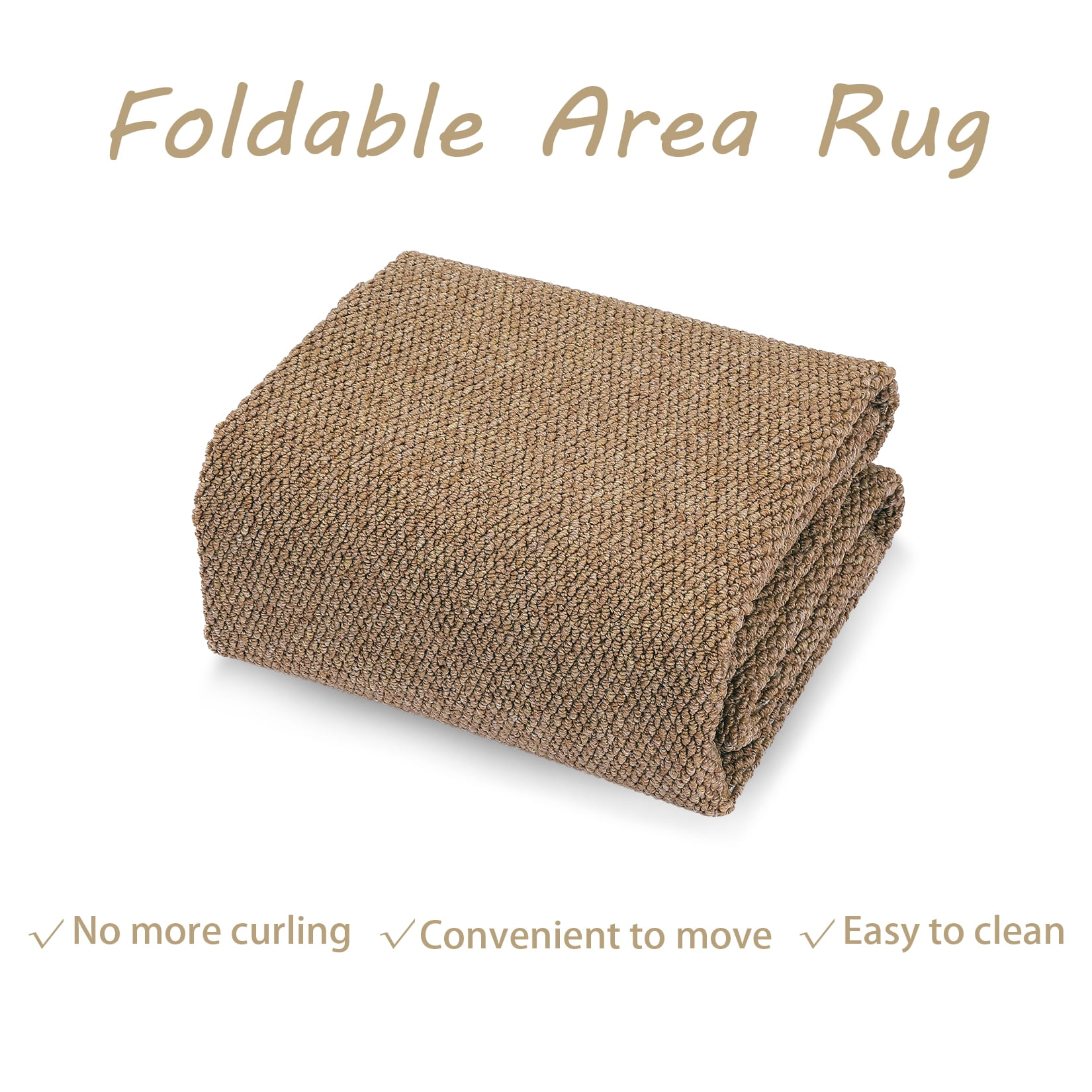 COZONY 5'x7' Washable Area Rug, Modern Textured Low-Pile Polypropylene Carpet, Stain Resistant Non-Slip Solid Accent Rug for Living Room Bedroom, Brown