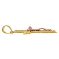 thumbnail image 2 of Auriga 10k Two-Tone Gold Nugget Textured Crucifix Cross Religious Charm Pendant for Women, 2 of 5