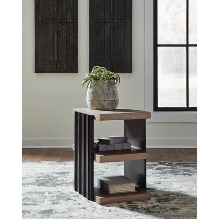 Signature Design by Ashley Rylandyn Rectangular End Table Black and Light Brown 3-Tier Accent Table