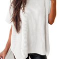 thumbnail image 2 of VISALY Turtleneck Sweatshirt Tunic Sweatshirt Sweaters for Women Casual Crew Neck Short Sleeve Sweater Lightweight Knit Batwing Fall Tops Soft Sweaters Basic Tops Women Pullover Sweaters White S, 2 of 5