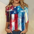 thumbnail image 2 of GERsome 4th of July T Shirts for Women 3/4 Sleeve Patriotic Pullover Tops Casual American Flag Shirts Crewneck Loose-Fit Blouses S-5XL, 2 of 5