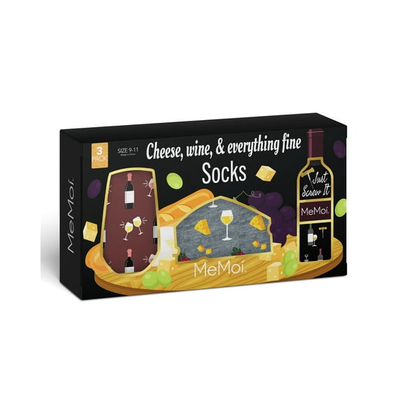 MeMoi Boxed Wine 3 Pack Gift Set Crew Socks - Womens - Female, One Size, Multi