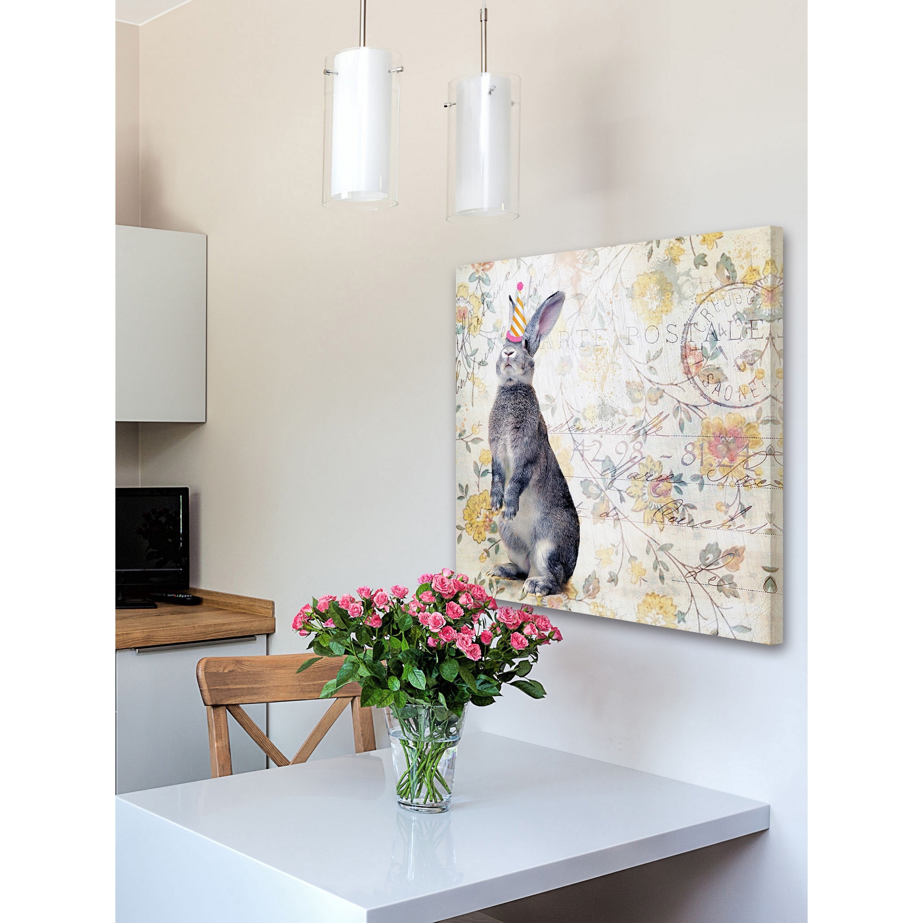 Marmont Hill "Party Rabbit" by Morgan Jones Painting Print on Wrapped Canvas