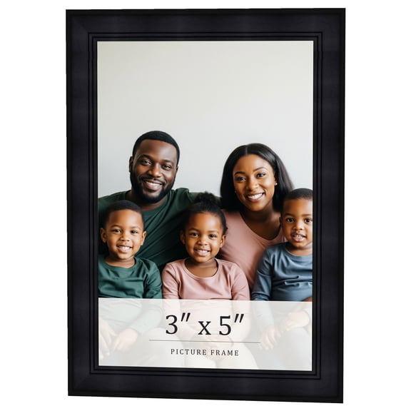 3x5 IN Frame Black Passaggi Solid Wood Picture Frame Width 1.5 Inches | Interior Frame Depth 0.5