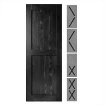 Homacer 5-in-1 Design 36'' W x 84'' H x 1-3/8'' D Solid Wood Barn Door, Finished and Unassembled, with Pre-drilled Holes for Easy Assemble and Pre-routed Groove, Interior Only (Black)