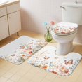 thumbnail image 4 of Watercolor Flower Bathroom Rugs Set Butterfly Non Slip Absorbent Soft Bath Mats 3 Piece Set with Bathroom Rug, U-Shaped Floor Mat, Toilet Seat Cover Small Size, 4 of 9