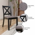 thumbnail image 3 of ZAFLY Solid Wood Dining Table Set, Rectangle Kitchen Table and Chairs for 6 Persons, Classic Dining Set with Linen Cushion Chairs for Dining Room - Grey, 3 of 6