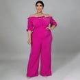 thumbnail image 3 of AURA Women One Shoulder Jumpsuit Plus Size High Waist Wide Leg Casual Elegant Outfit, 3 of 6