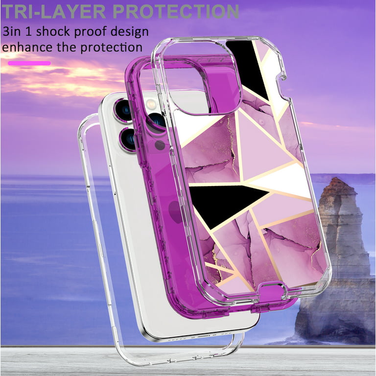  VANVENE Designed for Square iPhone 14 Pro Max Case,TPU Luxury  Shockproof Protective Heavy Duty Fits Apple iPhone 14 Pro Max with Ring  Holder for Women, Fully Coverage Square Edge Designed Purple 