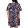 thumbnail image 6 of Susaid Floral Print Women's Pajama Set, Button-Up Sleepwear with Elastic Waist Shorts, Perfect for Lounging, Yoga, Beach, and Casual Wear-Medium, 6 of 7