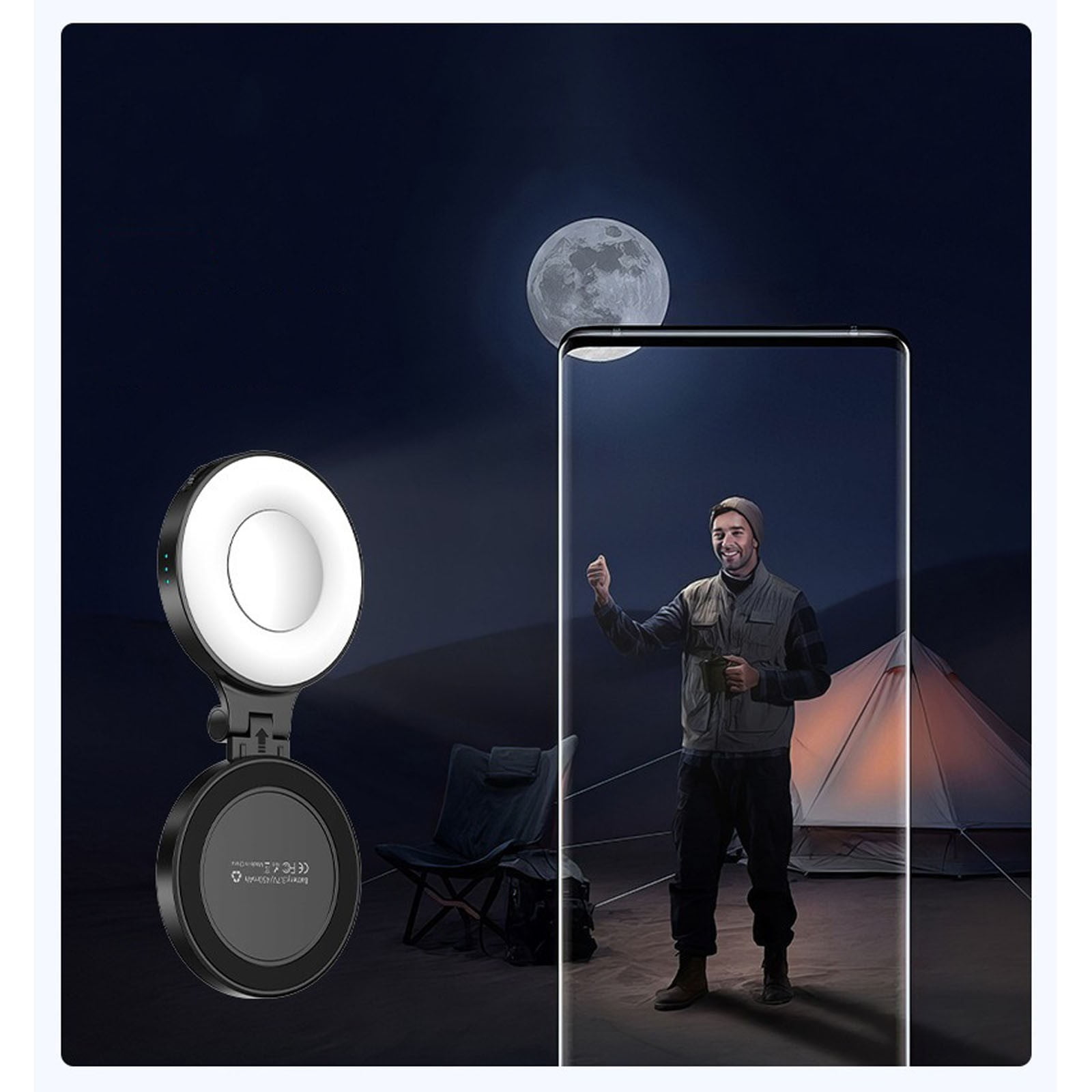 Selfie Light with Foldable Phone Stand 360 Rotation Portable Fill Light for Enhanced Photography and Video Conferencing