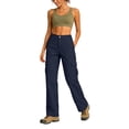 thumbnail image 5 of Hiking Outdoor Pants for Women Straight Leg Quick Dry Cargo Pants Sun Protection Lightweight Multi Pocket Trousers Dark Blue XL, 5 of 6