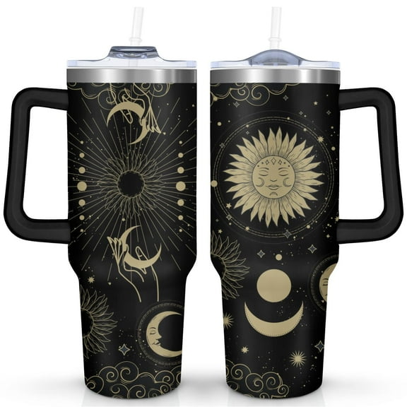 40oz Goth Tumbler with Handle & Straw - Insulated Stainless Steel Travel Mug,Leakproof,Cup Holder Friendly,Dishwasher Safe,for Hot/Cold Drinks.