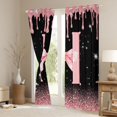 thumbnail image 3 of Manfei Girls Pink Letter Monogrammed H Black Out Curtains,Kids Teens Ribbon Bow Knot Glitter Print Curtains Pack of 2 (42x63 Each),Luxury Bedroom Decor, 3 of 6