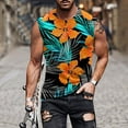 thumbnail image 2 of Txeol Hawaiian Print Tank Top for Men 2024,Men Tank Tops Beach Palm Tree Shirt Big and Tall Vintage Graphic Sleeveless T-Shirt Muscle Tees Shirts Streetwear Top Orange XXXXL, 2 of 5