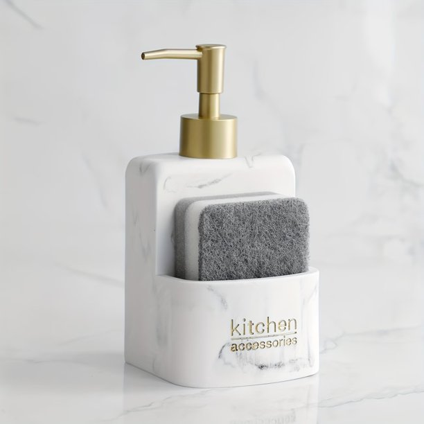 Dispensador de jabón de manos líquido for encimera de fregadero de cocina, botella con compartimento de almacenamiento for fregadores, 1 Uds.