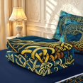 thumbnail image 6 of Homewish Boho Tree Of Life Zipper Twin Comforter Sets with Fitted Sheet and 2 Pillowcases,Botanical Design Zipper Bedding Set,Blue Gold,Navy Blue Reversible,4pcs, 6 of 8
