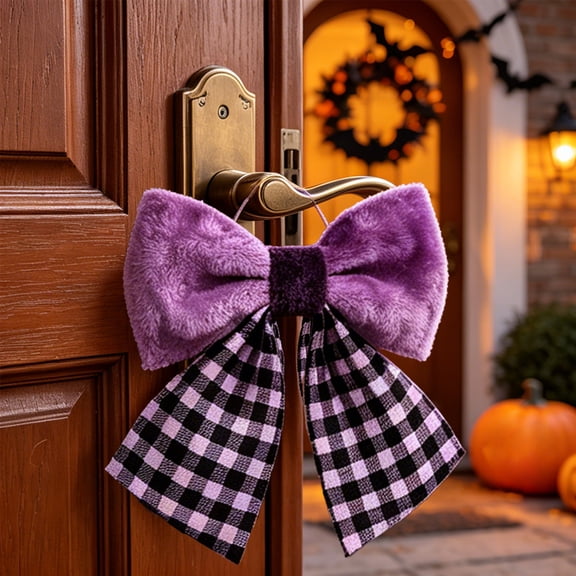 Roiihwy Large Halloween Bows Wreath, Pumpkin Bat Star Bows for Front Door, Black Ornament Tree Topper Bows for Halloween Indoor Outdoor Decor