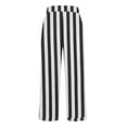 thumbnail image 5 of Outfmvch Cotton Linen Pants for Women Pinstripe Long Palazzo Trousers Slant Pockets Summer Wide Leg Elastic Straight Leg Pull On Pants Fashion Wide Leg Stripe Gingham Pants Women Black S-3XL, 5 of 5