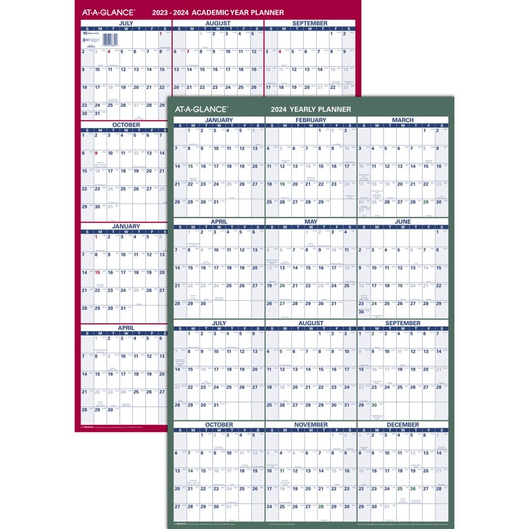 2024 at-a-glance® erasable/reversible vertical wall calendar, 24