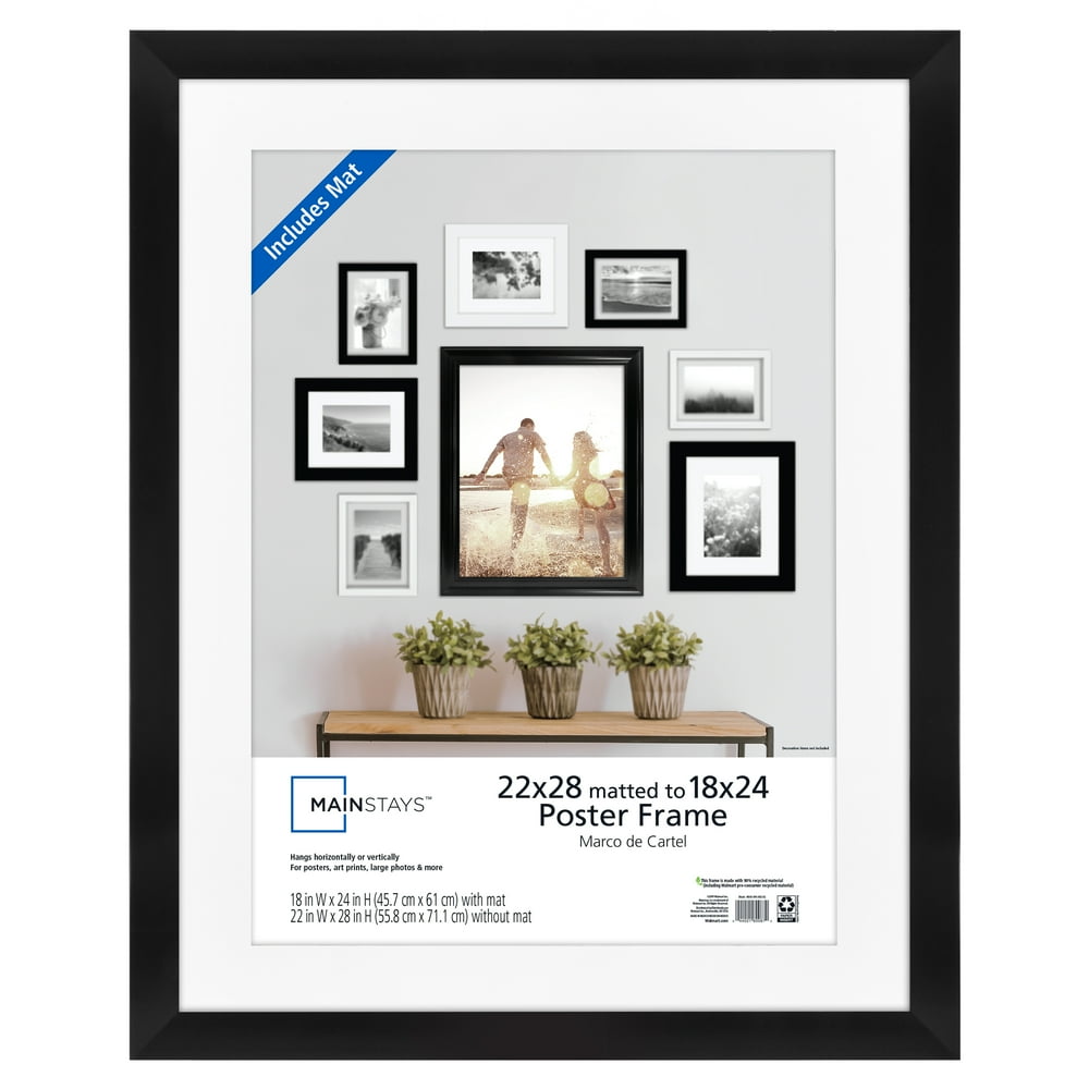 Mainstays 18" x 24" Flat Wide Poster and Picture Frame, Black