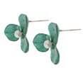 thumbnail image 1 of 1 Par de Reales Cubiertos de Resina Pendientes de Secas Naturales Pendientes para Mujeres Niñas Joyería tres Verde Gloria Pendientes de pétalos de flores de resina, 1 of 9