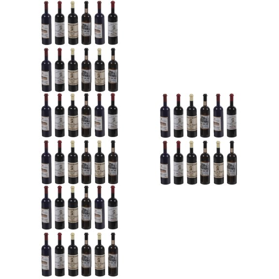 48 pcs  Doll House Mini Wine Bottles Mini Plastic Red Wine Bottles Doll house Miniature Crafts