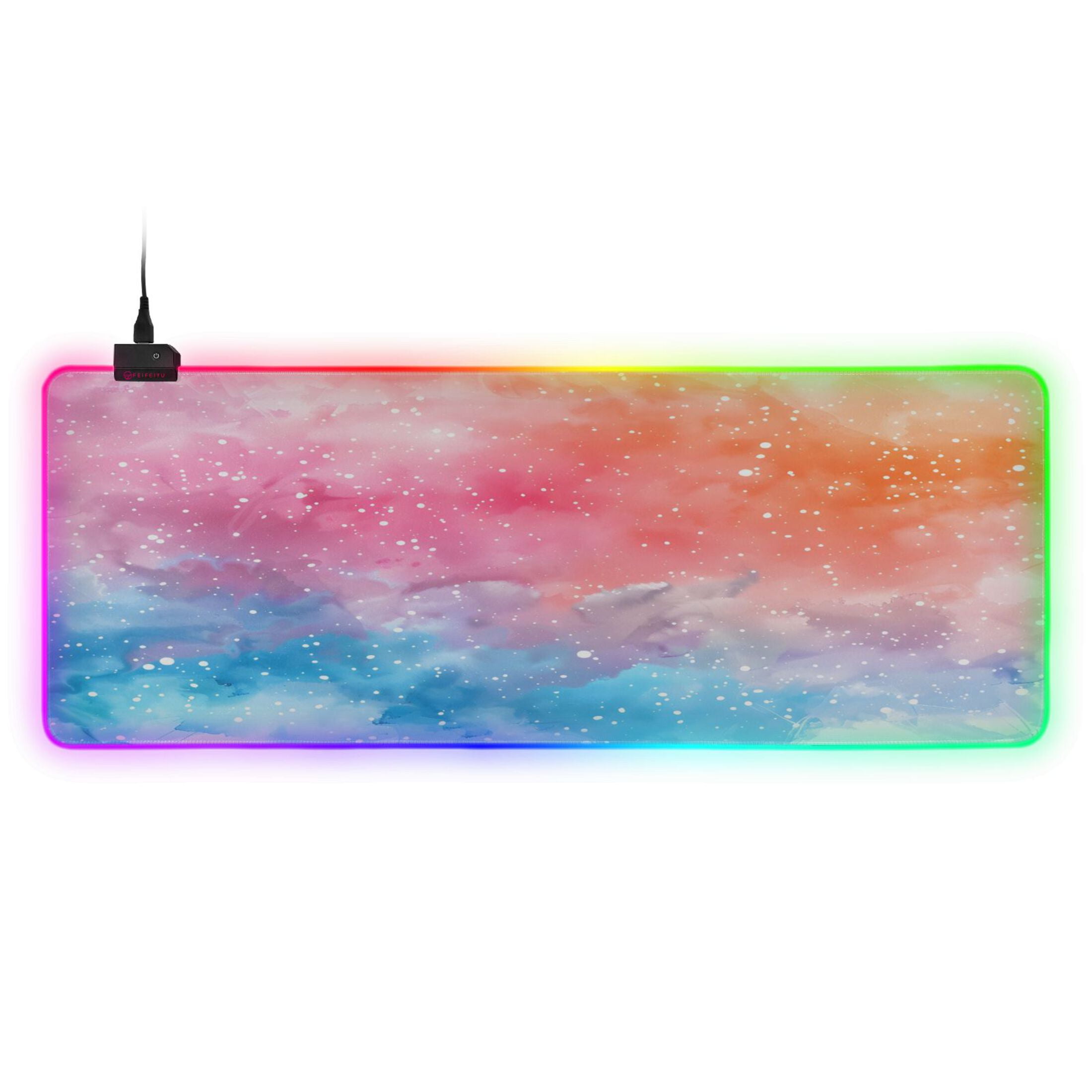 ENHANCE XXL LED Gaming Mouse Pad - 2XL Keyboard Desk Mat With 7 RGB Colors, 3 Color Modes, Water-Resistant Tracking Surface, Non-Slip Rubber Base (Galaxy) - Extended Mousepad - 32 X 14 Inches - View #8