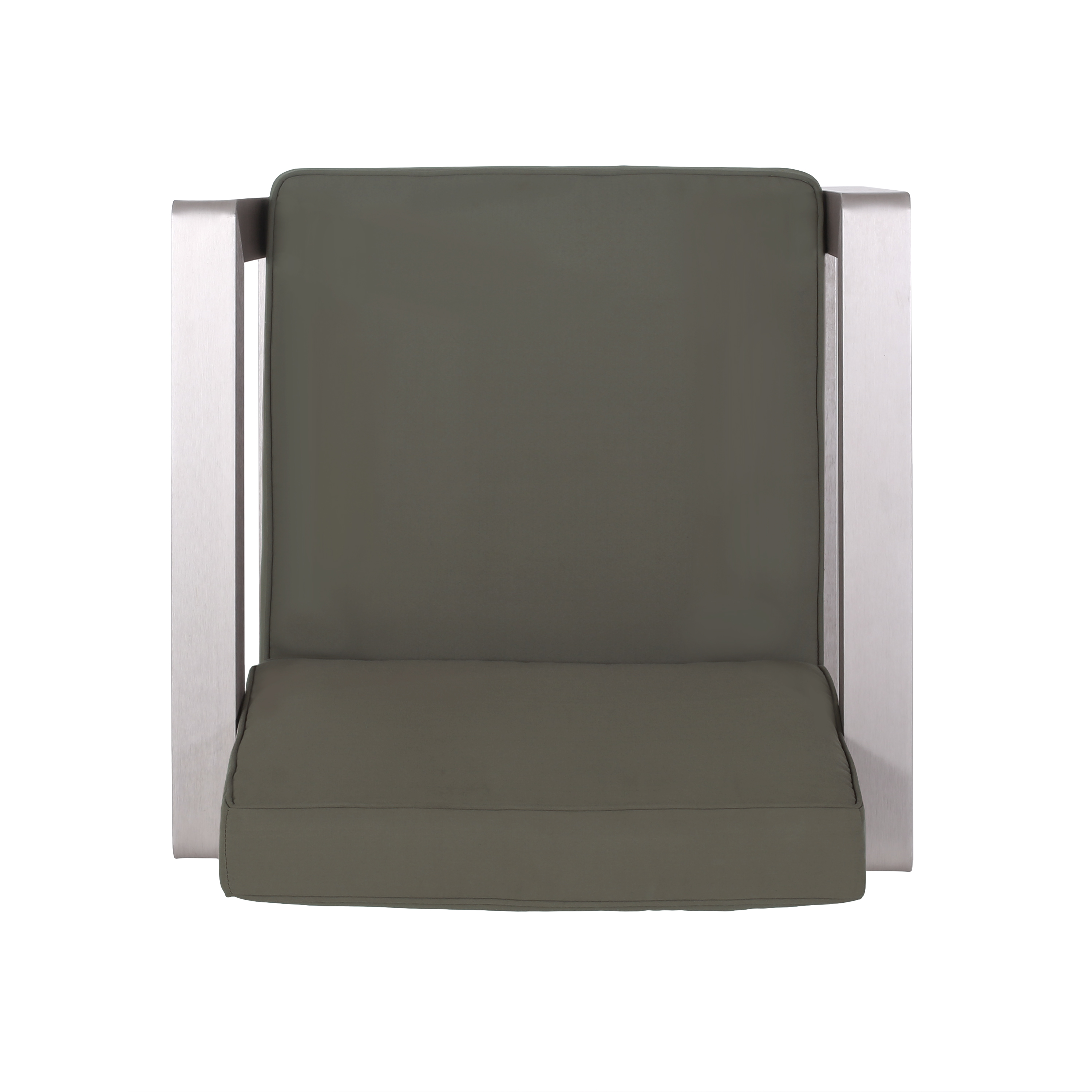Darius Outdoor Aluminum Club Chairs with Side Table, Sliver, Khaki - image 4 of 10