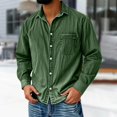 thumbnail image 4 of Mens Cotton Shirts Long Sleeve, Retro Washed Distressed Button Down Shirt with Collar Neck and Pocket, Vintage Workwear Casual Streetwear Top Blackish Green L, 4 of 4