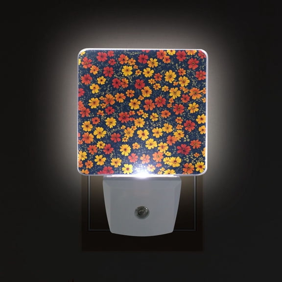 Yayeee LED Plug in Night Light for The Home with Auto Dusk to Dawn Light Sensors, 2 Pack, Yellow Floral
