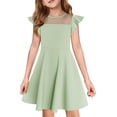 thumbnail image 1 of Robe Fille Été Manches à Volants en Maille Décontractée Robes de Fête avec Poches pour Enfants, 1 of 18