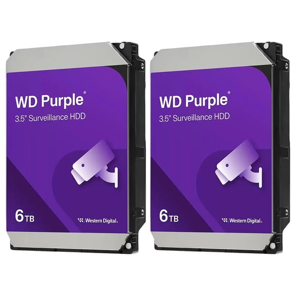 WD Purple 6TB 3.5" SATA III Internal Surveillance Hard Drive, 2-Pack