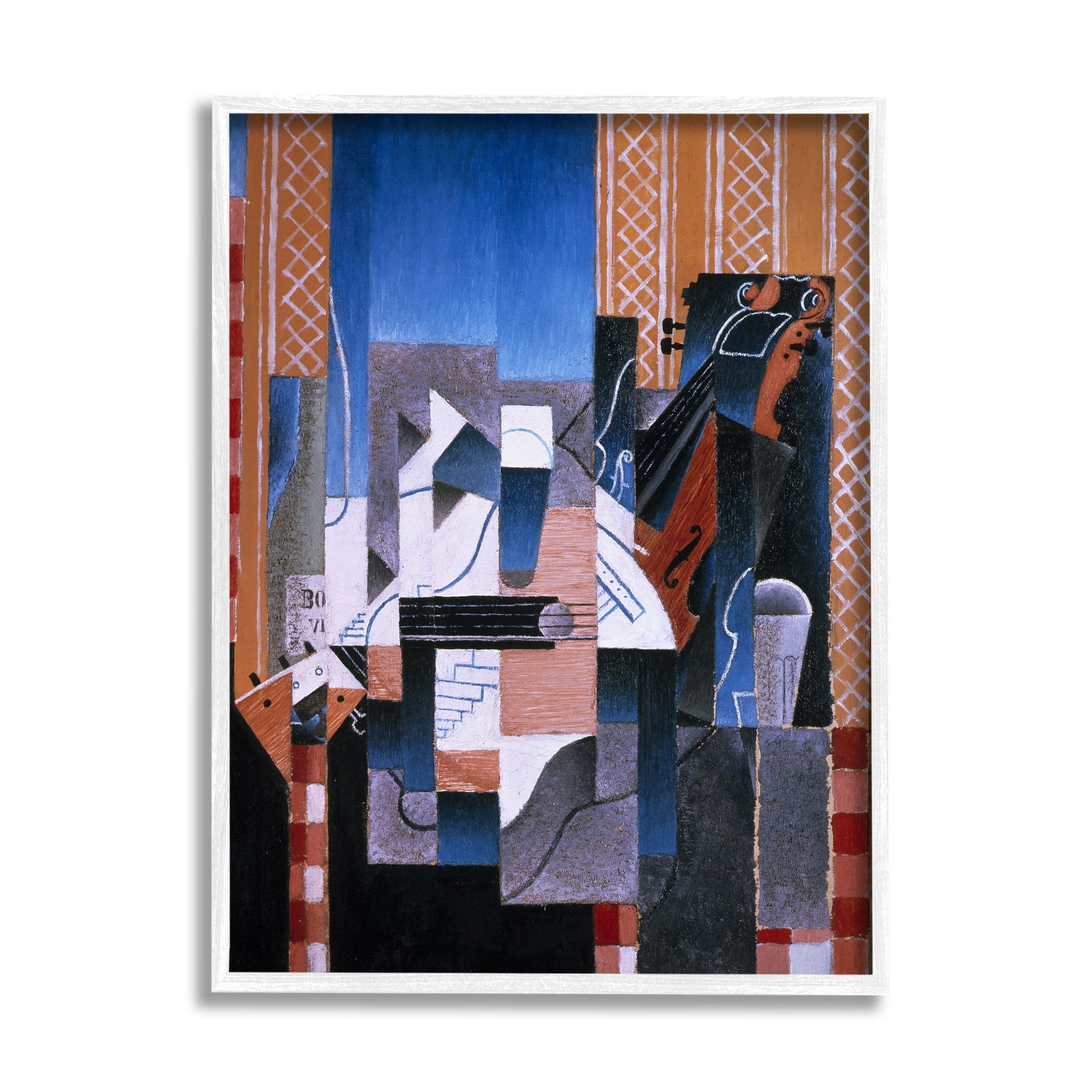 Stupell Industries Violon et Guitare Juan Gris Classic Abstract Painting Painting White Framed Art Print Wall Art, Design by one1000paintings