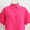 thumbnail image 5 of Short Sets for Women Short Sleeve Button Down Collared T Shirt and Shorts 2 Piece Matching Set Womens Lounge Set, 5 of 9