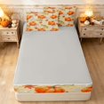 thumbnail image 4 of Erosebridal Hippie Harvest Pumpkin Zipper Twin Comforter Sets with Fitted Sheet and 2 Pillowcases, Botanical Maple Leaf Zipper Bedding Set for Boys Girls, Orange Pale Yellow, Gray Reversible, 4 of 7