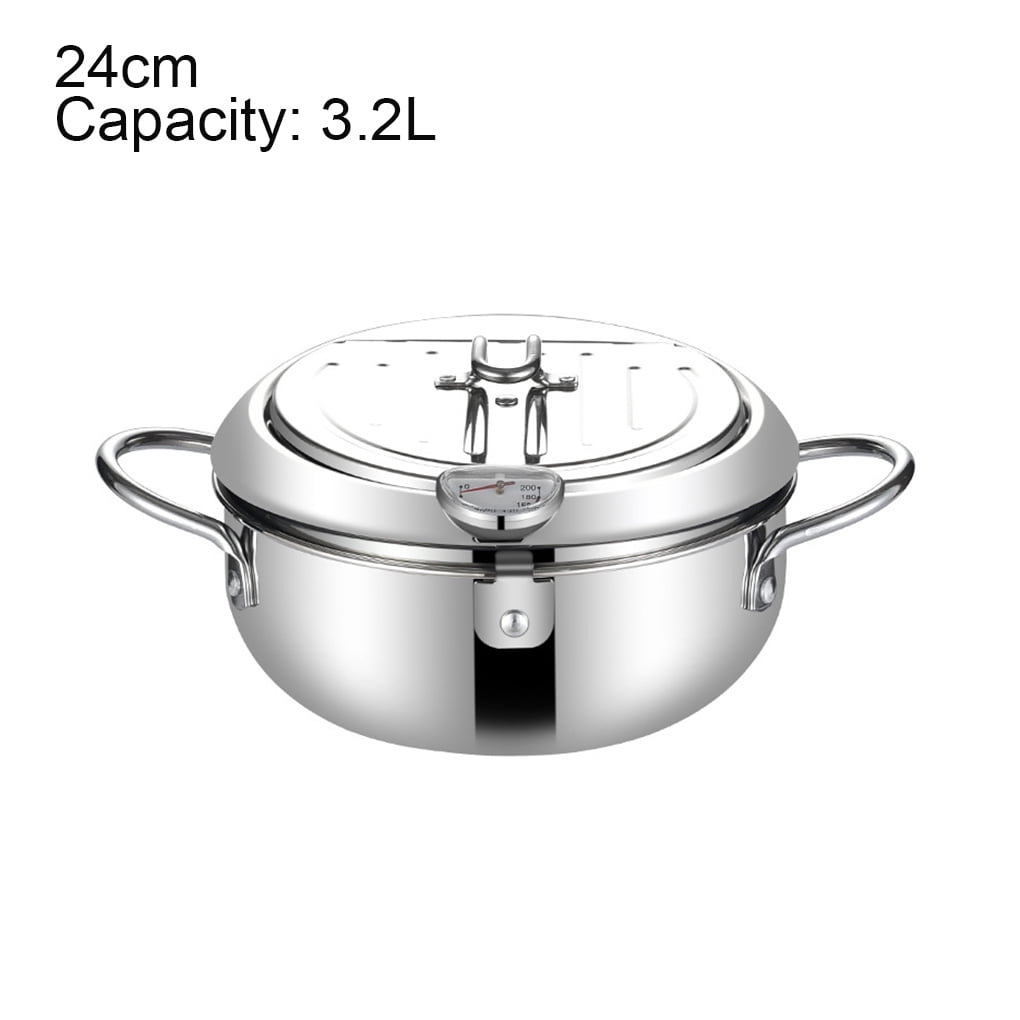 Deep Frying Pot Stainless Steel Fryer Kitchen Cooking Fried Pot with