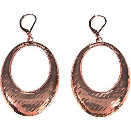 Alexa Starr J3977-EP-C Hammered Elongated Oval Lever Back Earrings