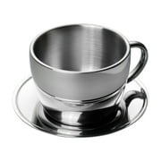 Polished Double Wall Latte Cup & Saucer (12oz)