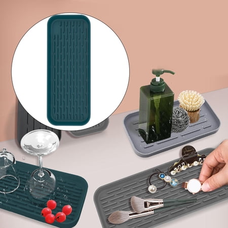 Silicone Drain Tray Protector Mats Kitchen Storage Tray Drip Tray Non Tableware Waterproof for Kitchen Countertop