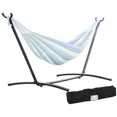 Space Saving Steel Hammock Stand 9' Outdoor Patio Portable With Carry